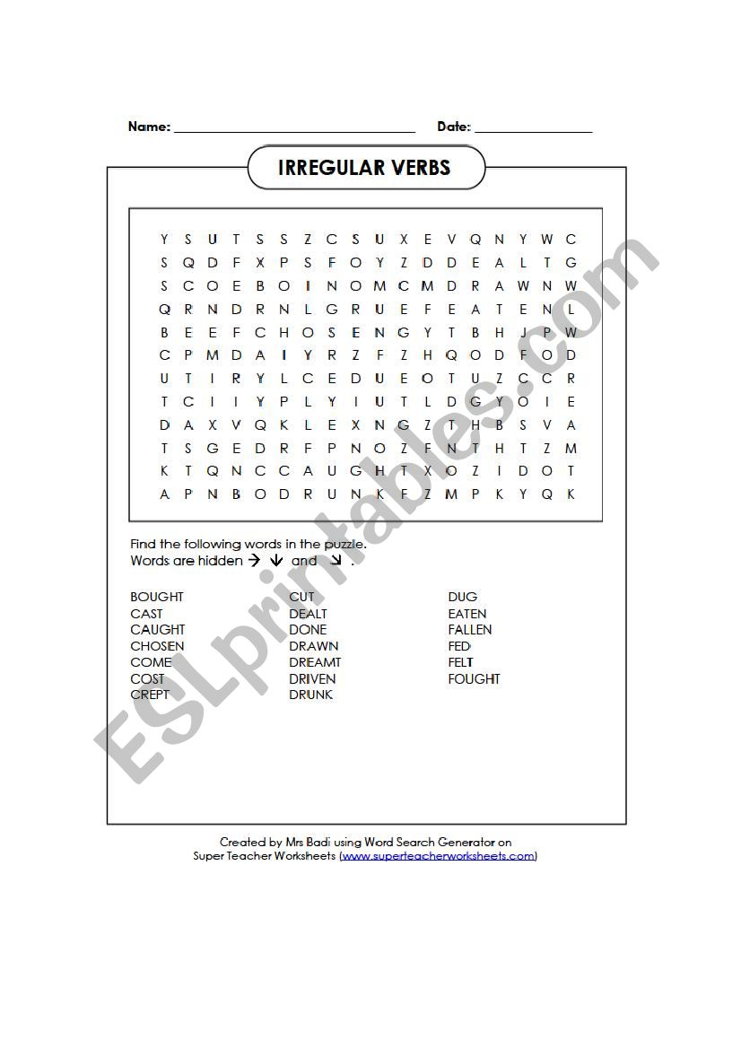 Irregular Verbs nÂ°1 (alphabetical order)