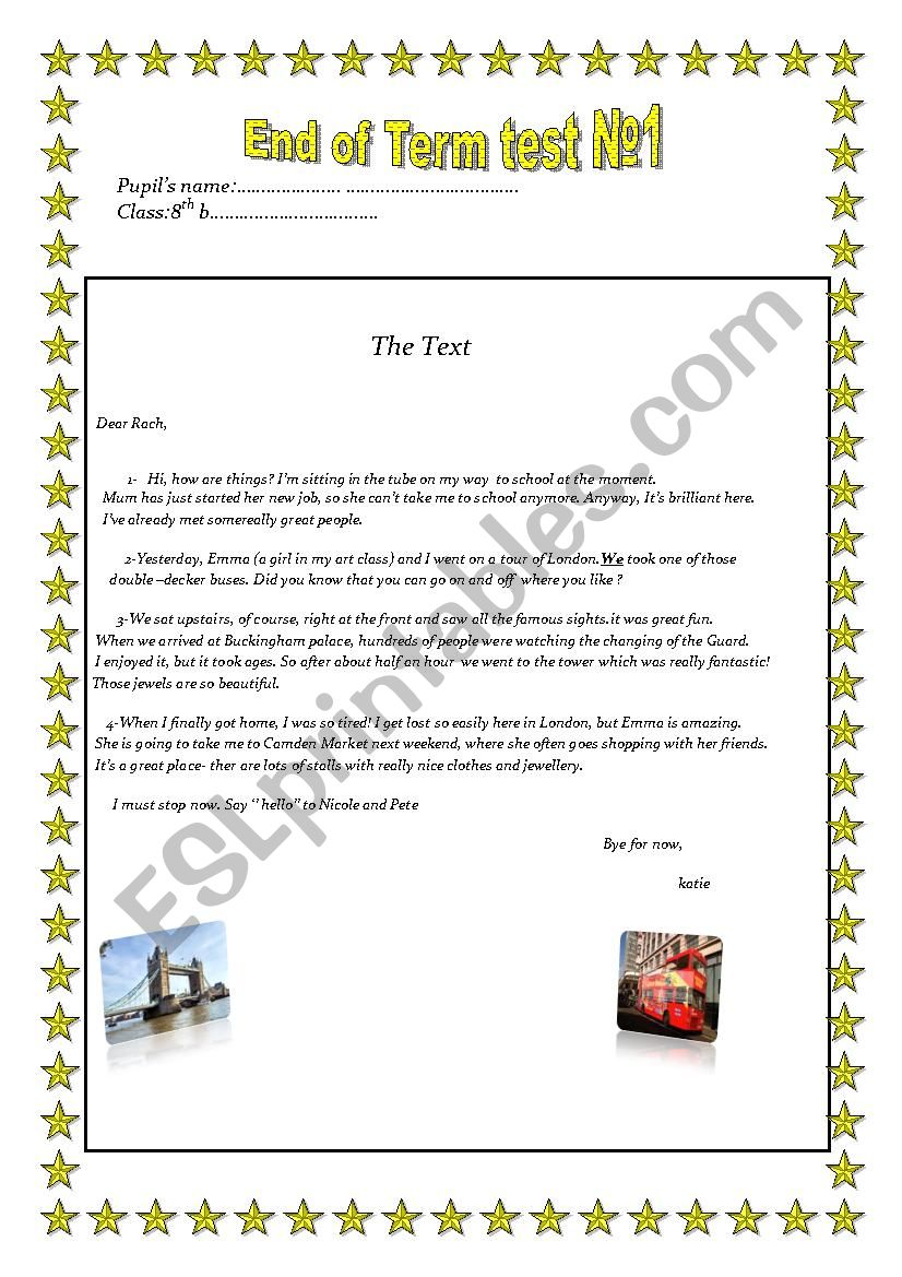 test intermediate level worksheet