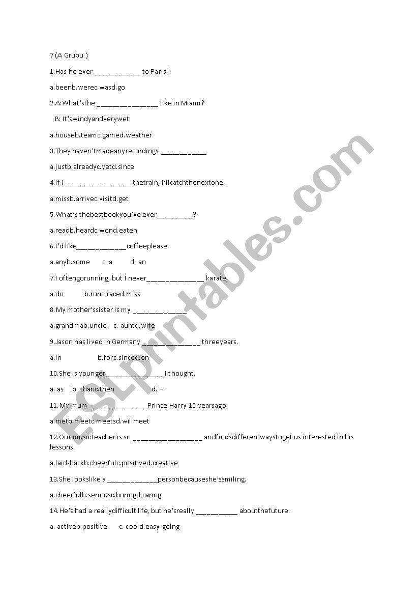 present perfect worksheet