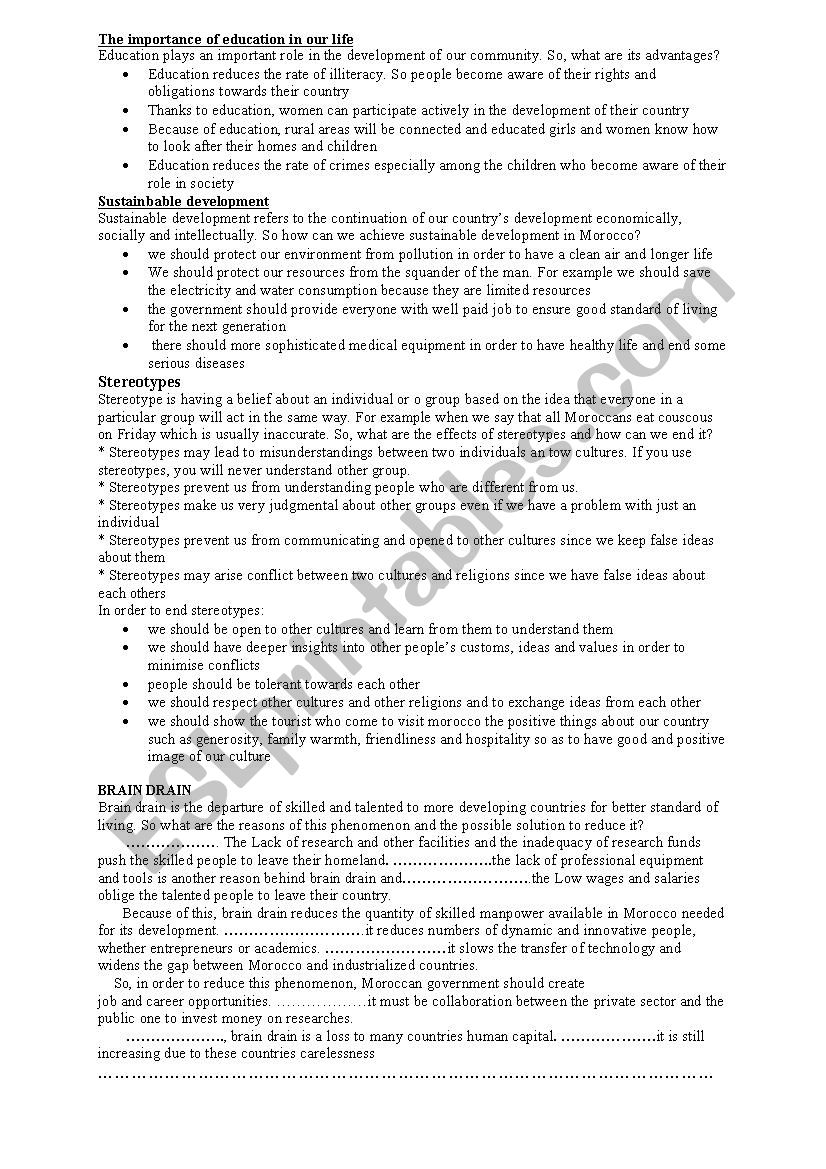 writings worksheet