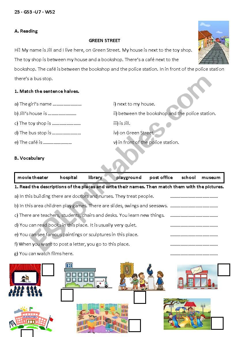 PLACES IN TOWN worksheet