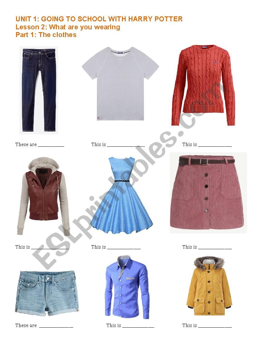 Clothes worksheet