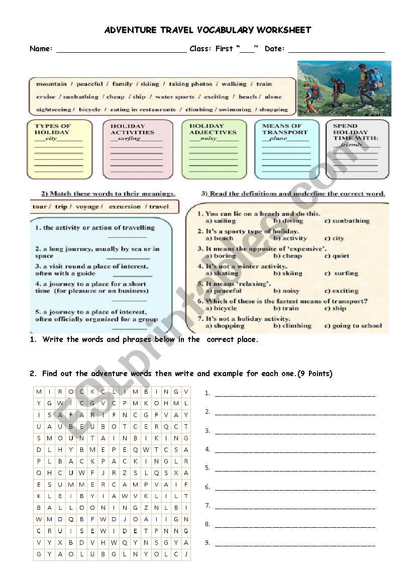 adventur 1.1 worksheet