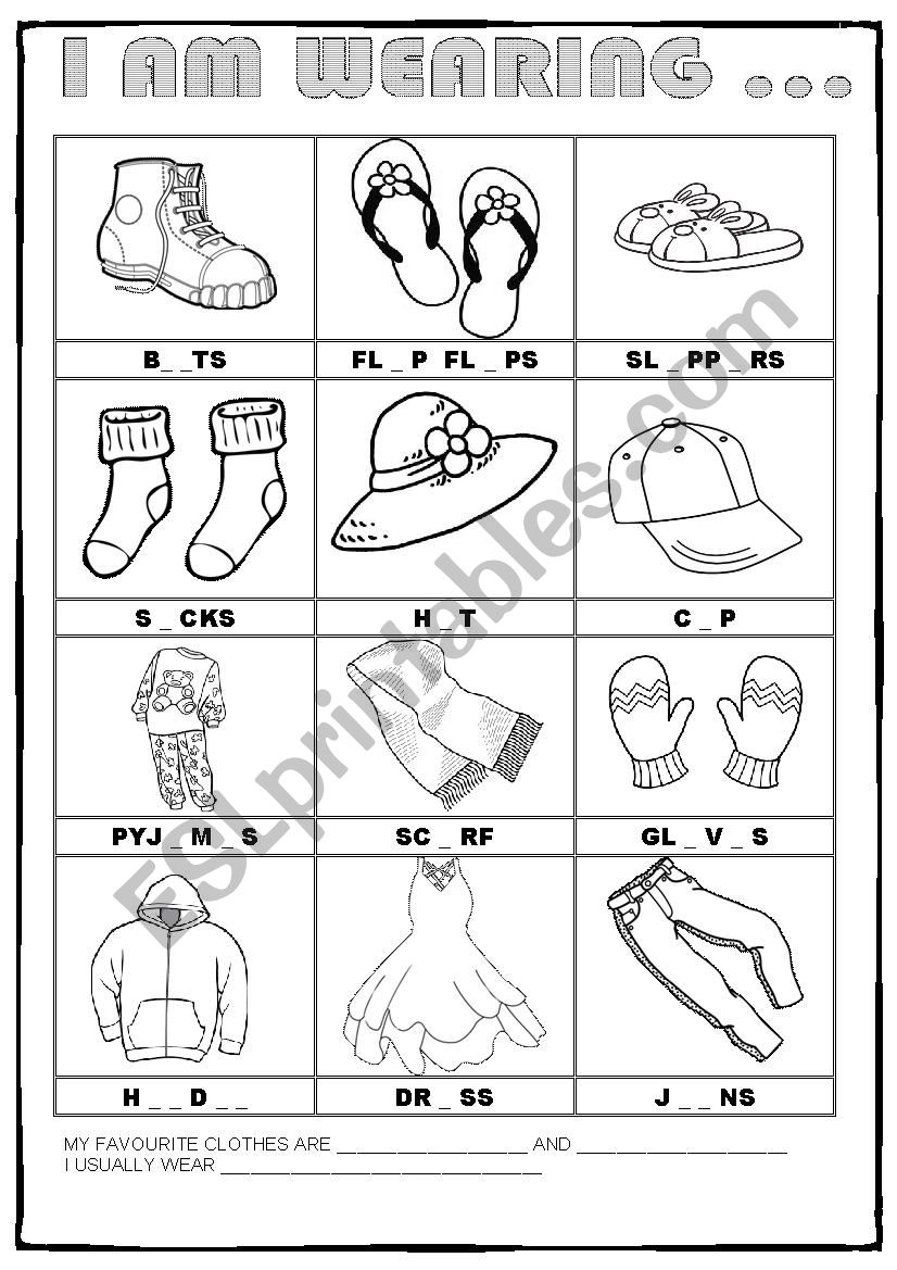 I am wearing... - ESL worksheet by Nuria08