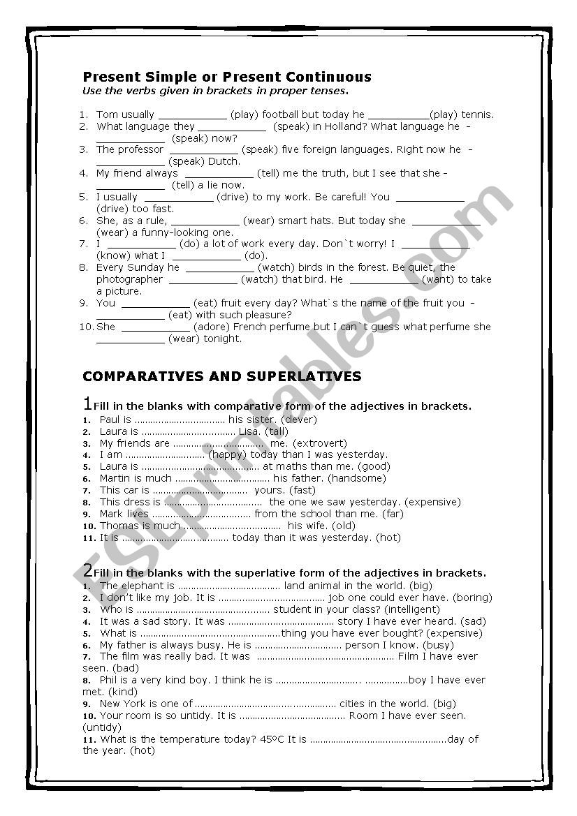 Grammar revision worksheet