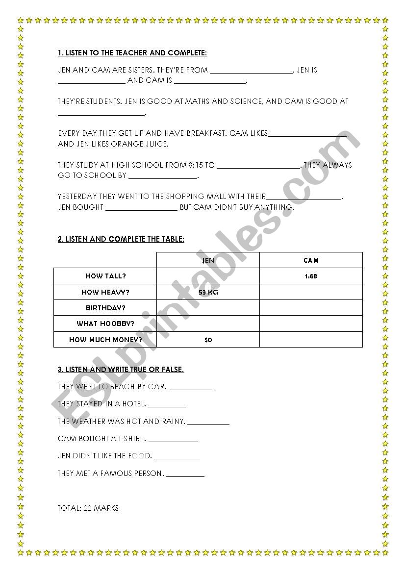 Listening Activity worksheet