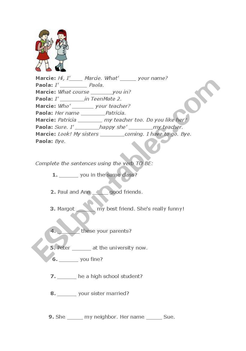 Verb TO BE - Exercises worksheet