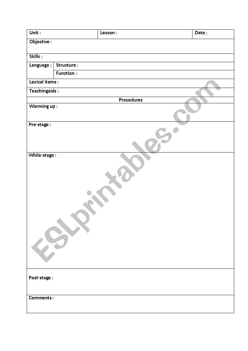 lesson plan template worksheet