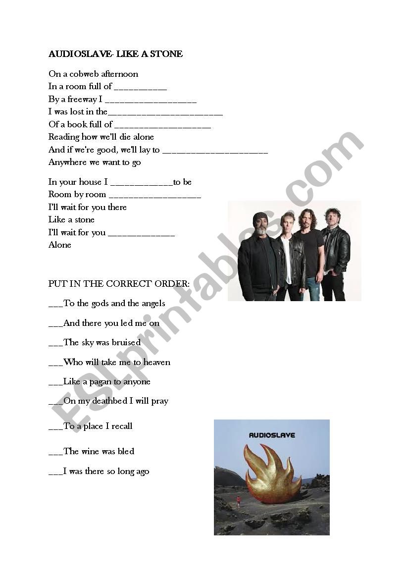 AUDIOSLAVE LISTENING worksheet