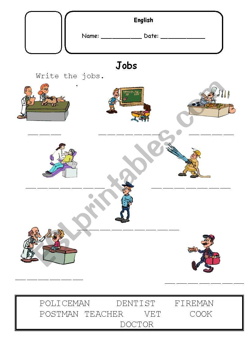 jobs worksheet