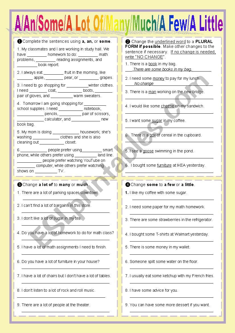 QUANTIFIERS worksheet QUANTIFIERS worksheet