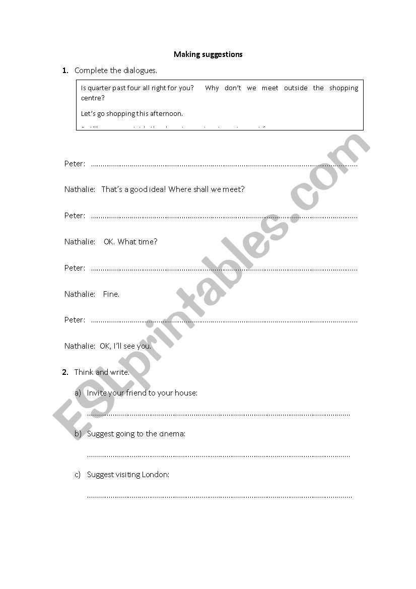 Making suggestions - WHY DONÂ´t WE, LETÂ´S, SHALL WE