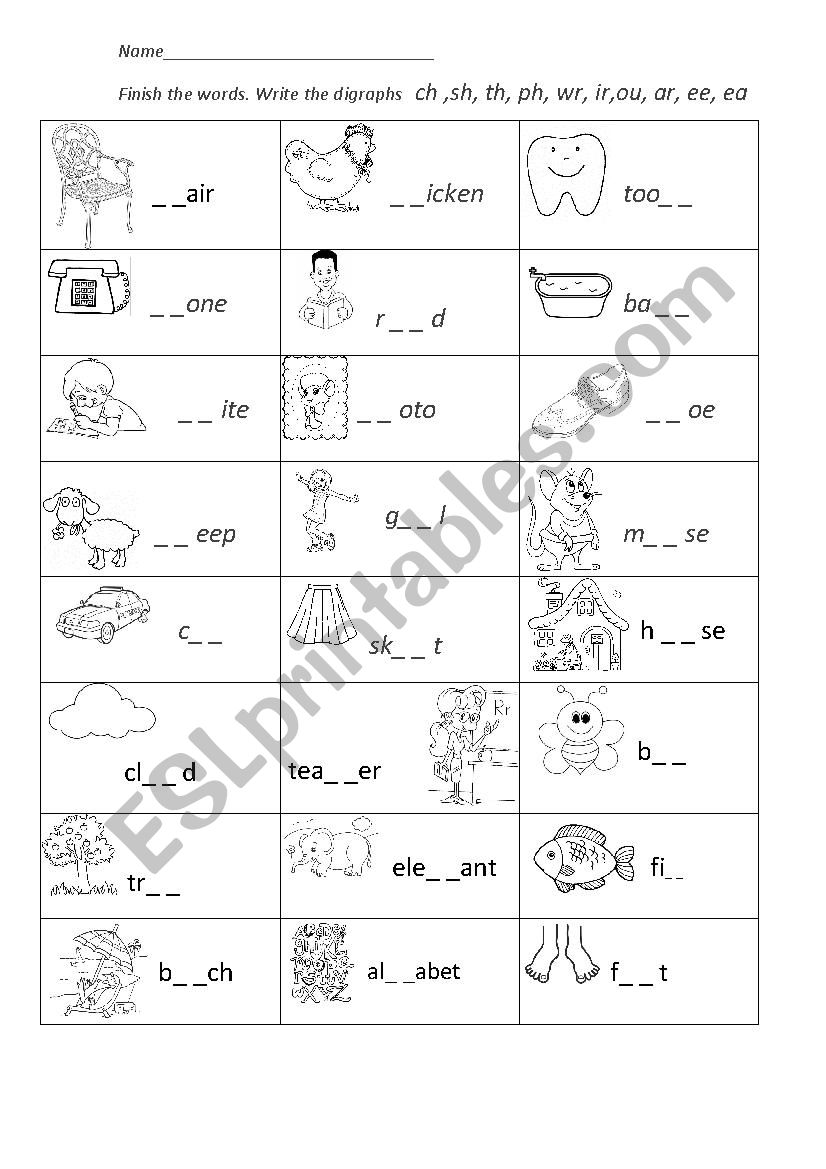 writing digraph worksheet