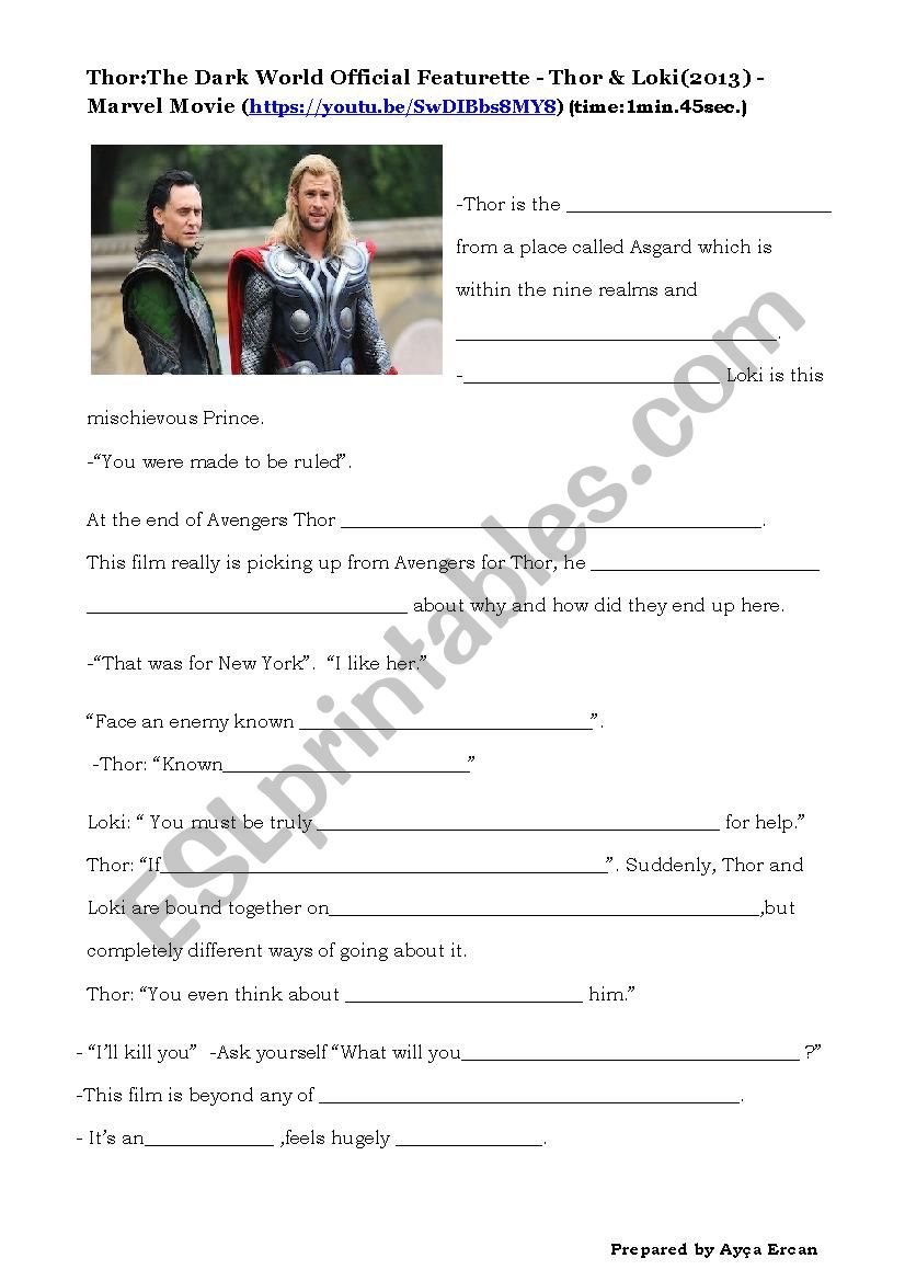 THOR-VIDEO ACTIVITY worksheet