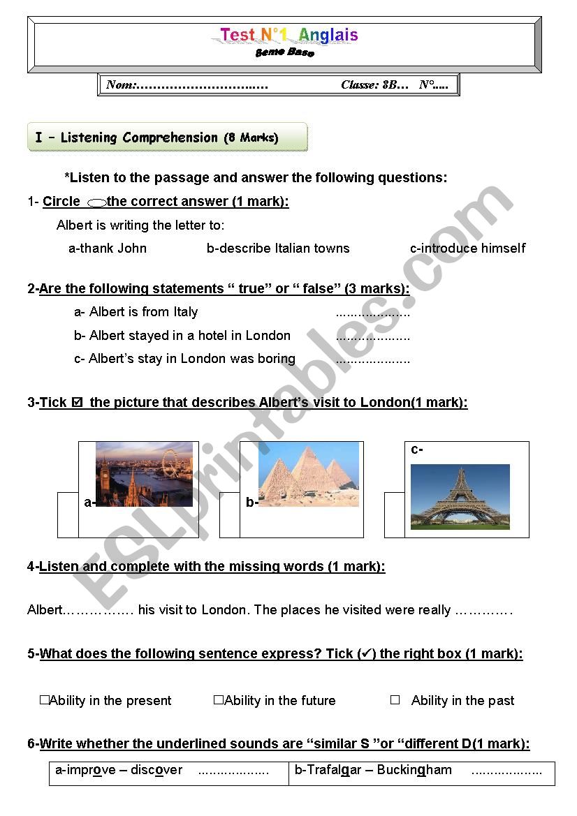 8 form test n 1 worksheet