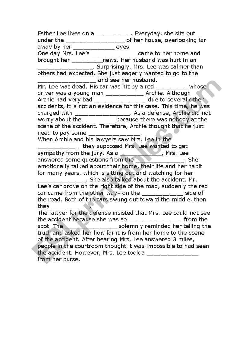 reading -Blue eyes far away  worksheet