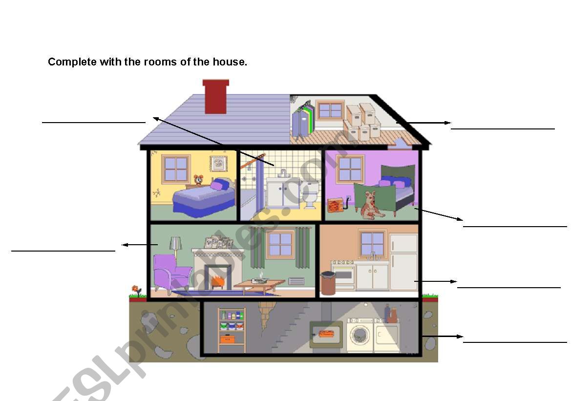 Rooms in the house worksheet