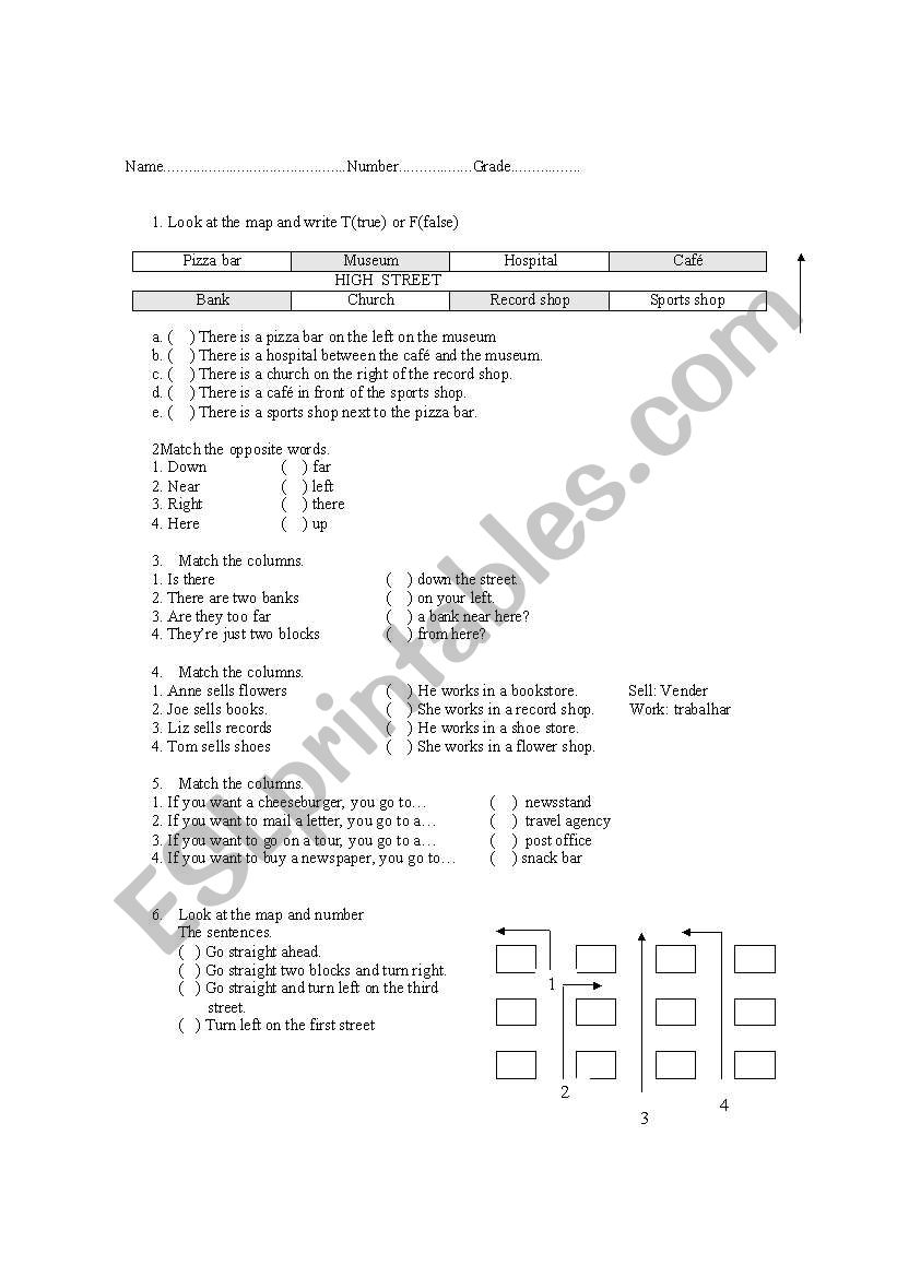 Direction worksheet