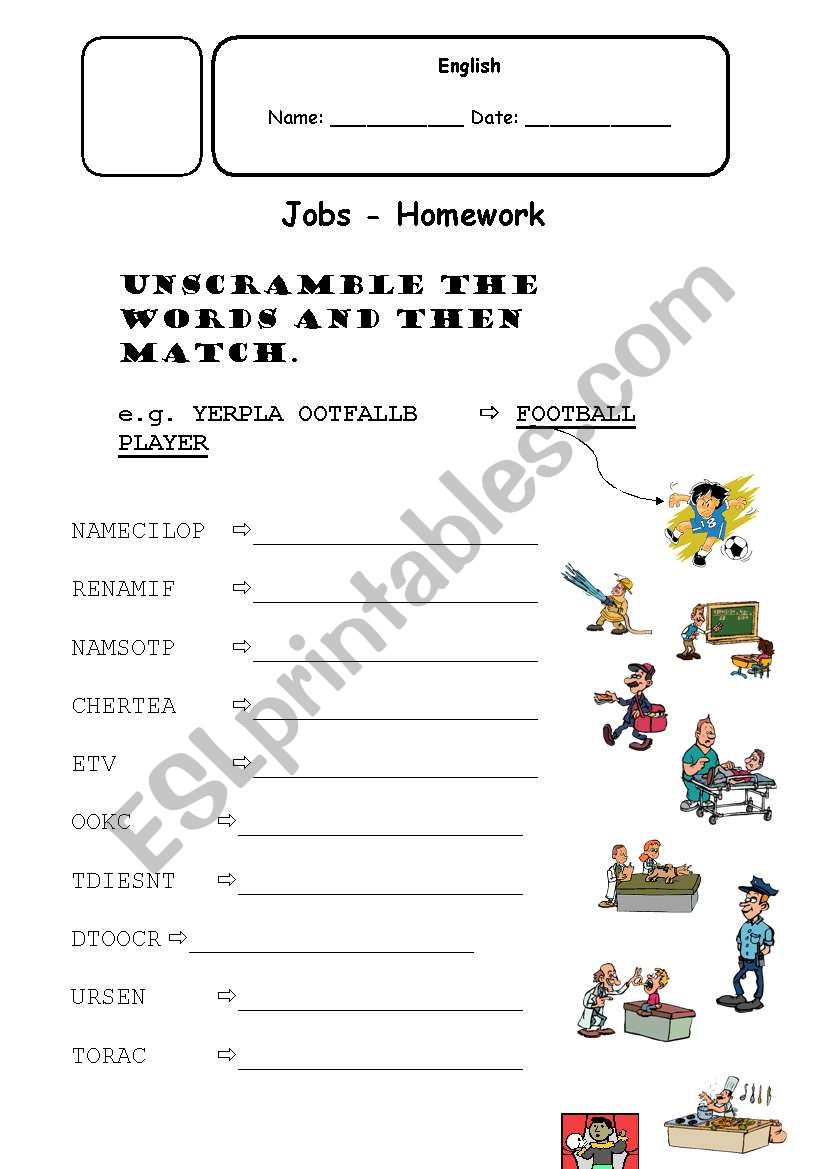 jobs worksheet