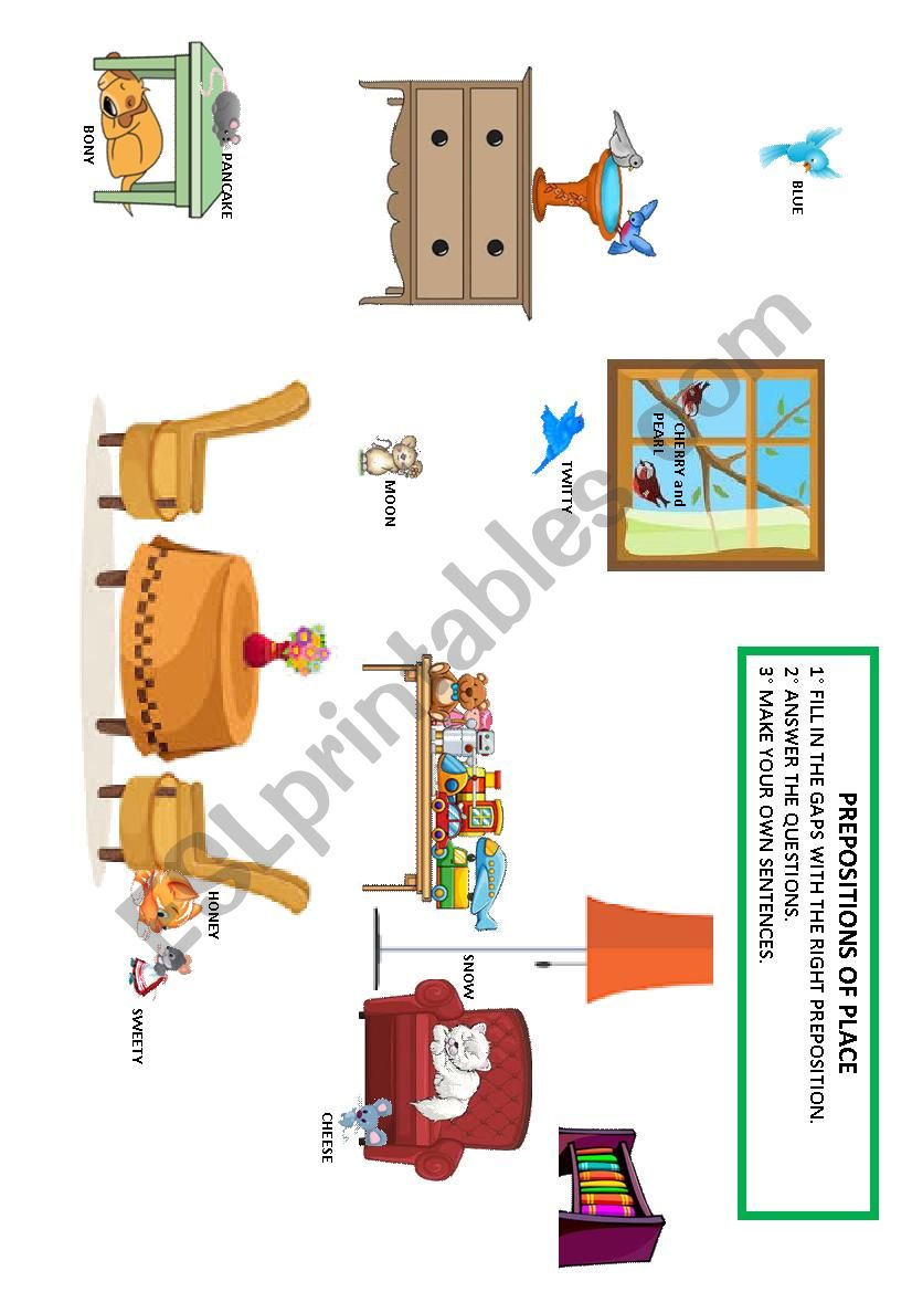 BASIC prepositions of place worksheet
