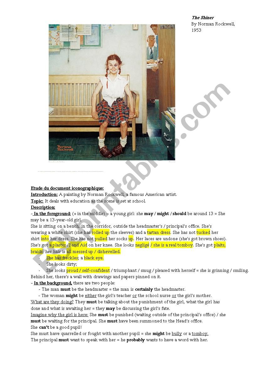 The Shiner by Norman Rockwell worksheet
