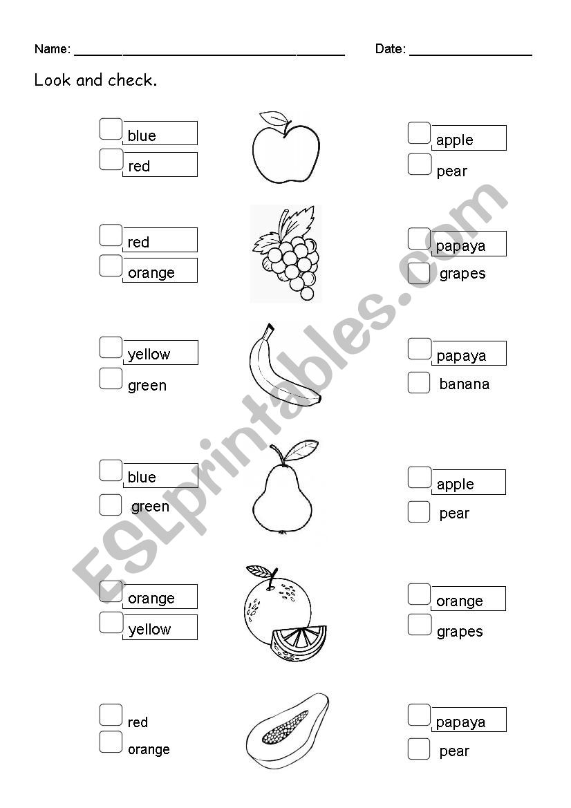 Exercise FRUITS worksheet