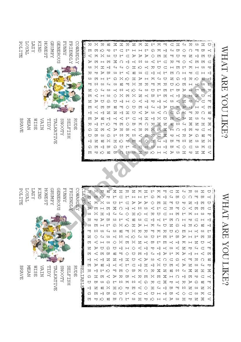 Personality adjectives worksheet