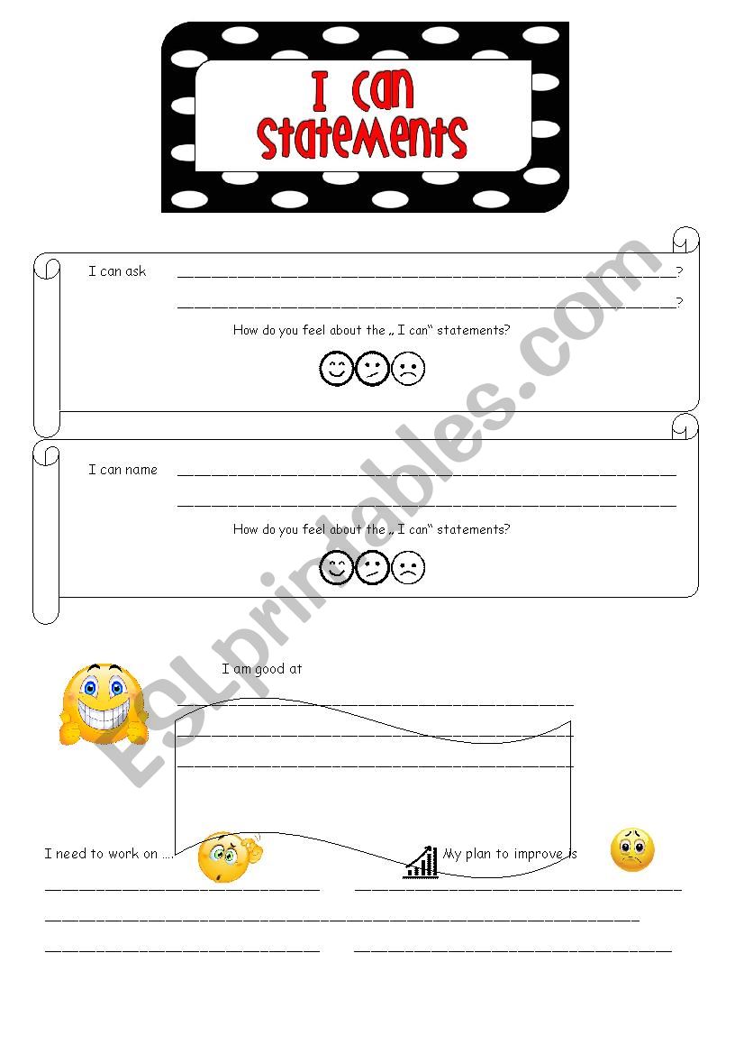 I can do statements worksheet