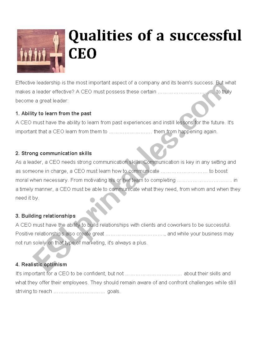 successful CEO worksheet