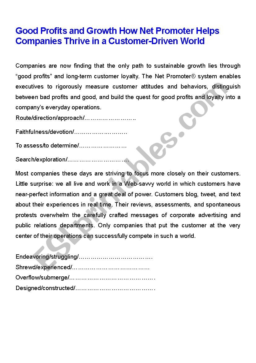 Good and Bad profit  worksheet