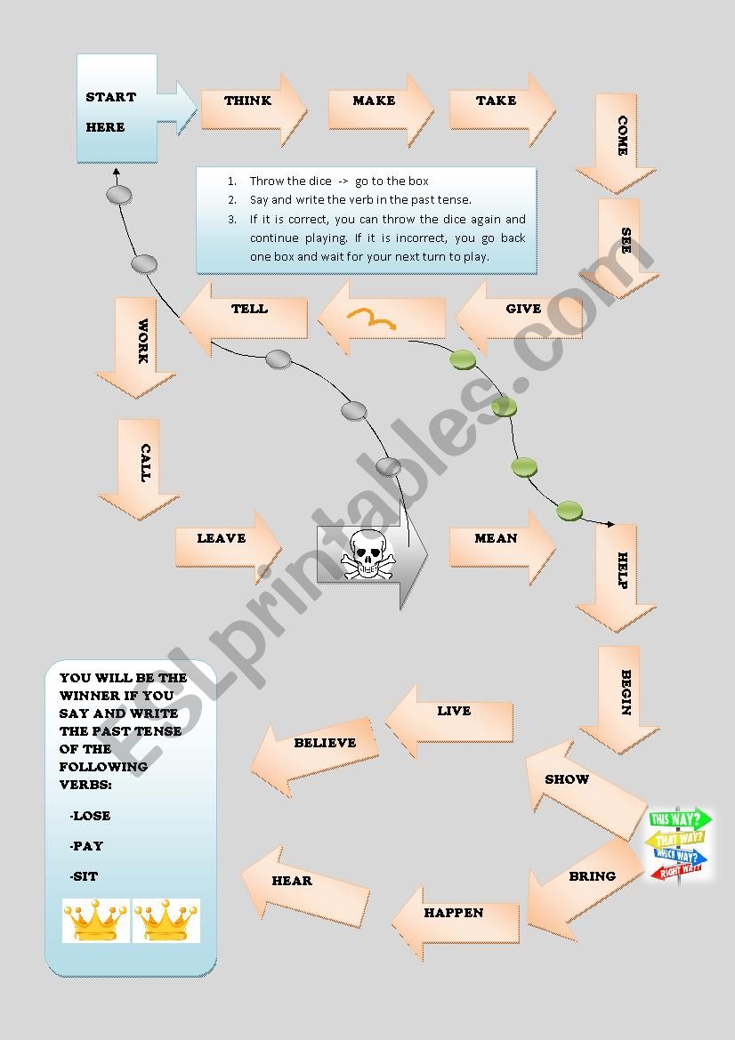 past tense boardgame #1 worksheet