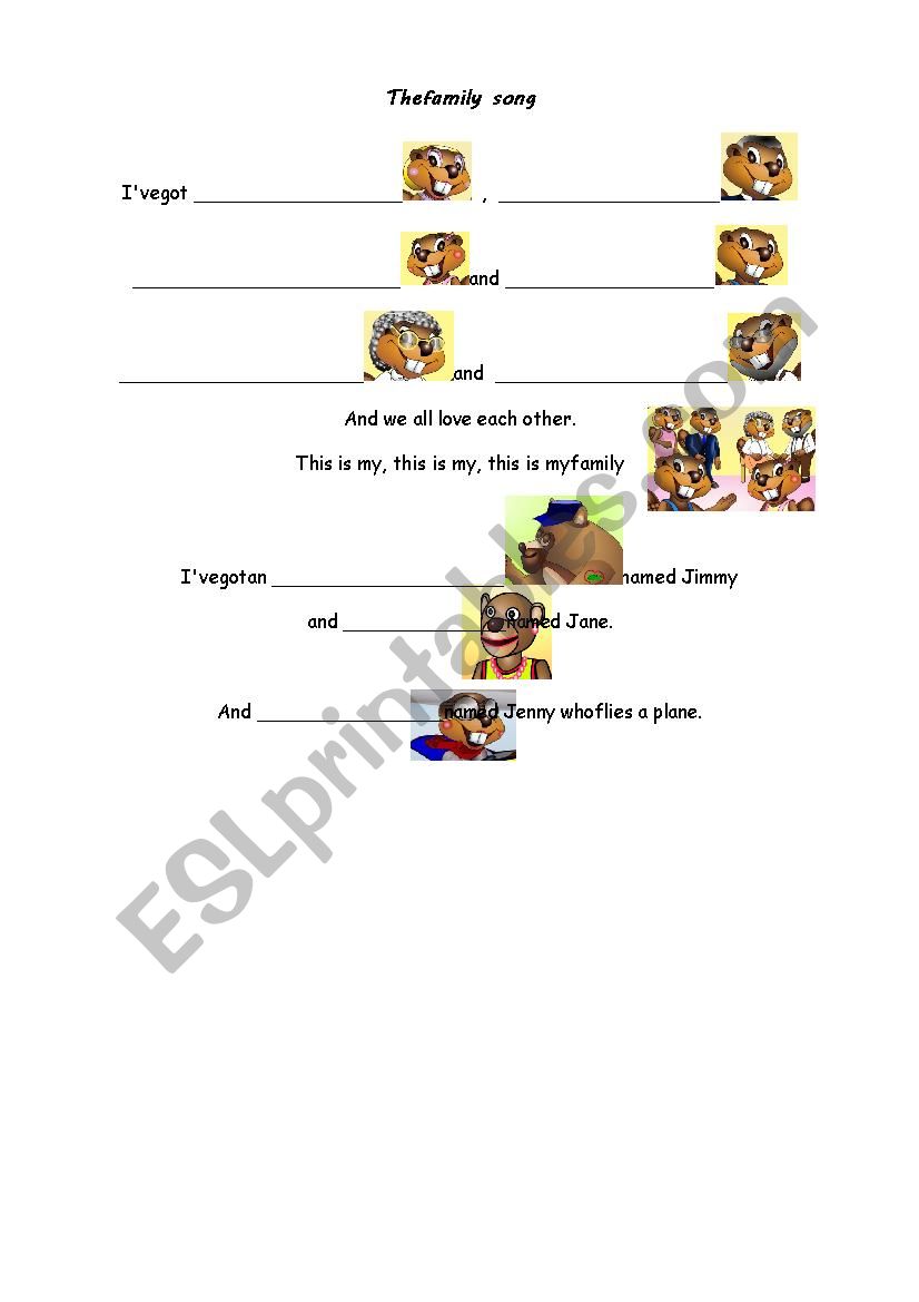 Family song worksheet
