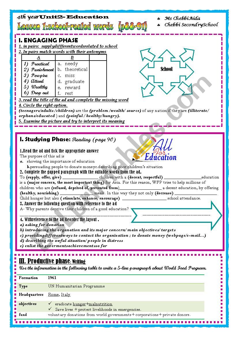 4th Unit2- Lesson 2: education for all