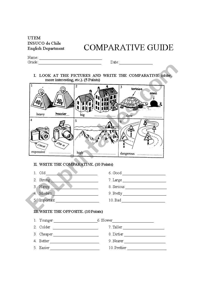 Comparative Adjectives ESL Worksheet By Romas84