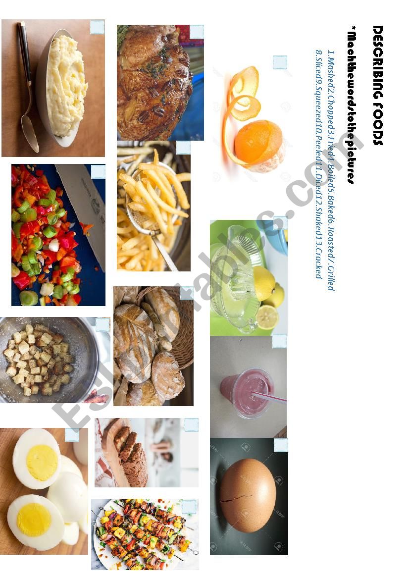 Describing foods worksheet