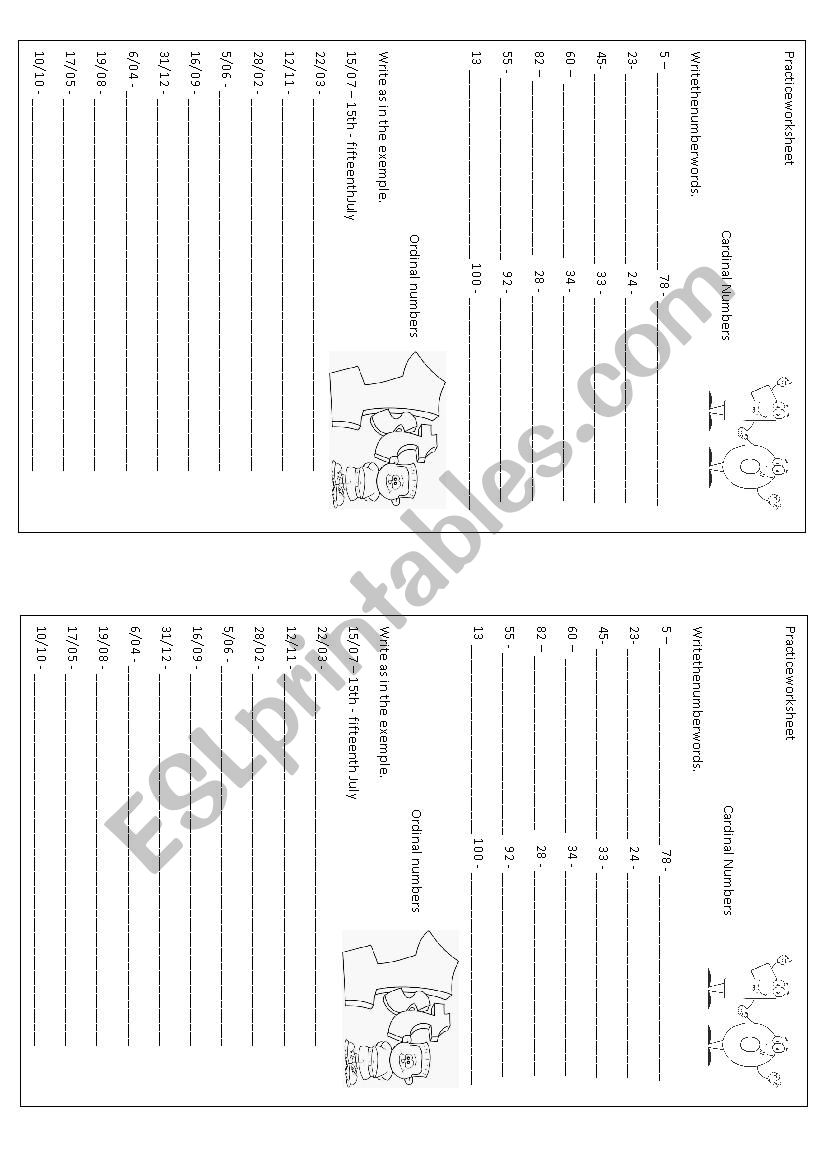 practice cardinal and ordinal numbers