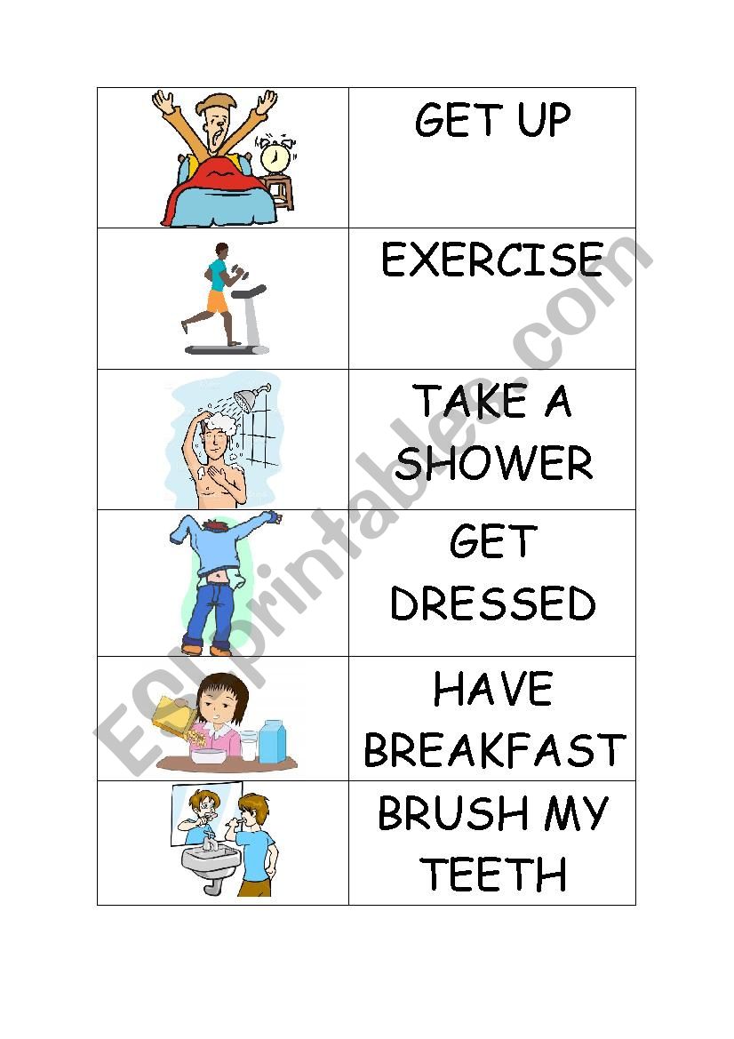Daily Routine Memory Game worksheet