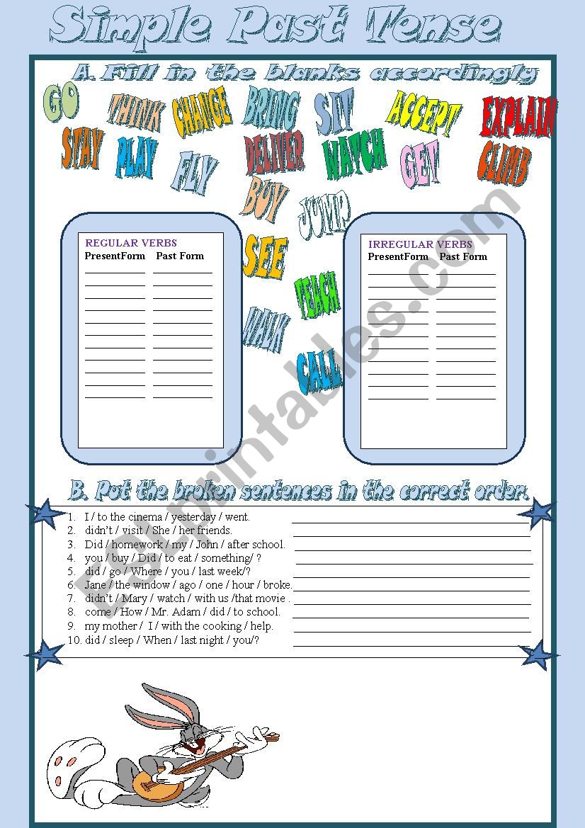 Simple past tense worksheet