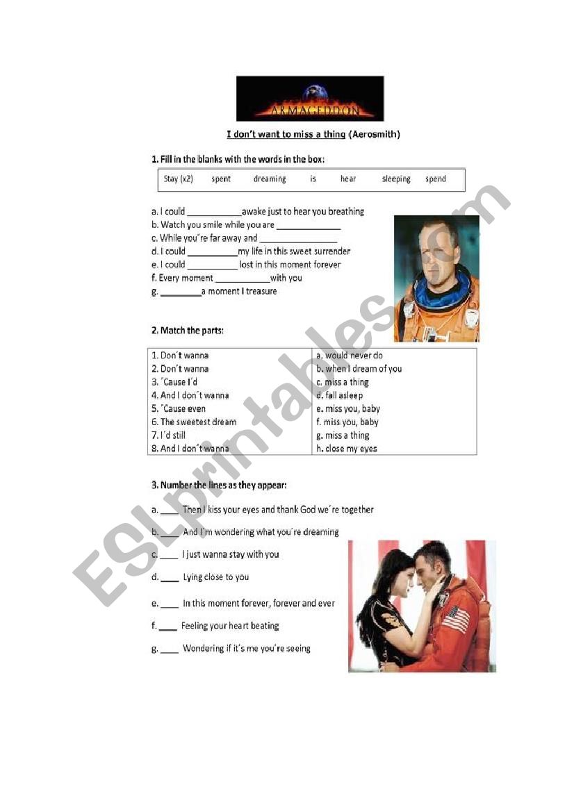 song worksheet