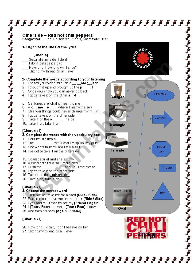 Otherside - Red hot chili peppers song activity