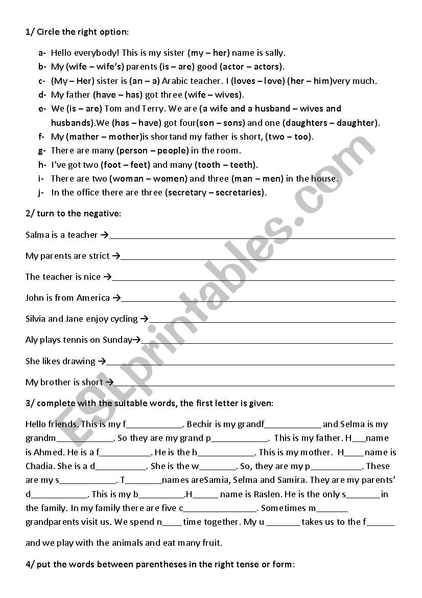 Consolidation worksheet