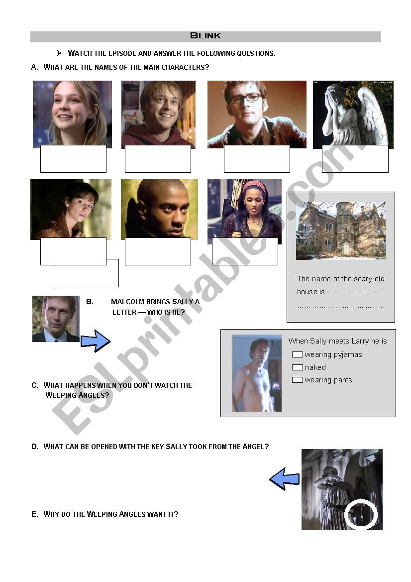 Doctor Who - Blink worksheet