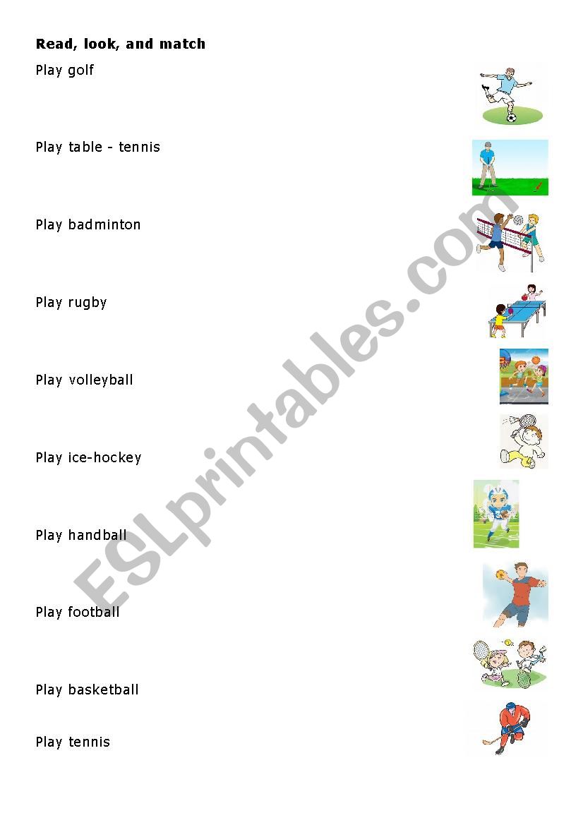 Sports worksheet