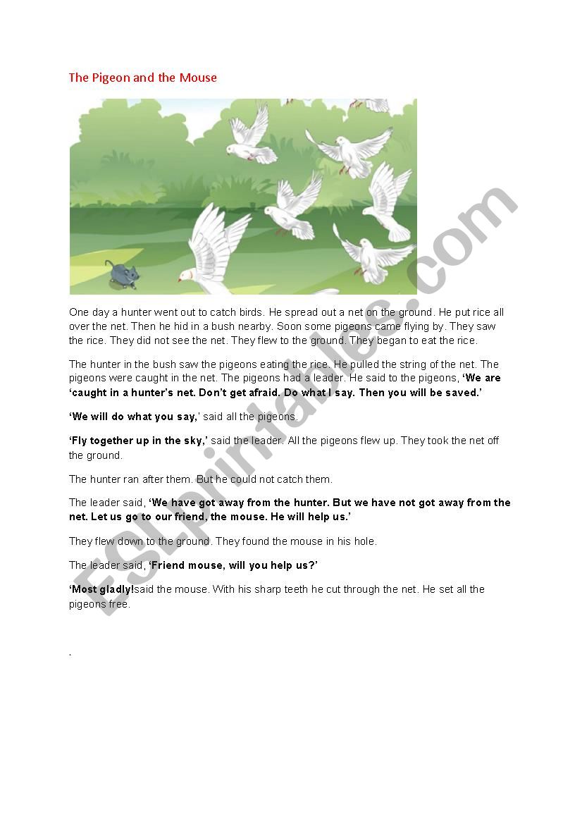  The pigeon and the mouse worksheet