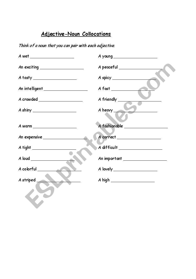 Adjectives worksheet