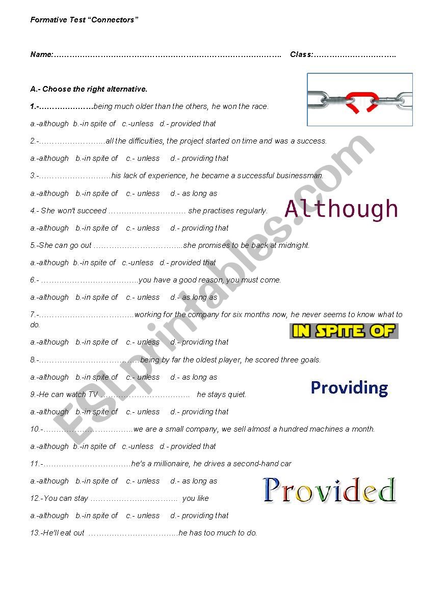 Connectors worksheet