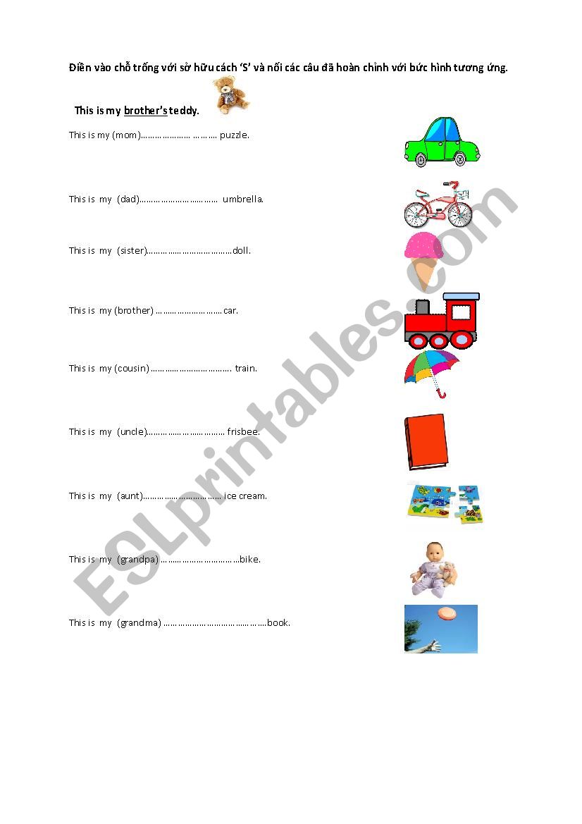 S POSSESSIVE  worksheet