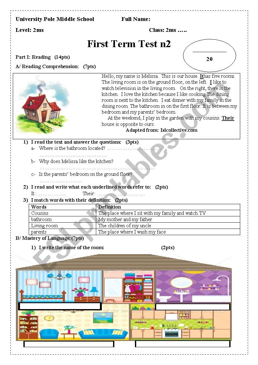 house parts worksheet