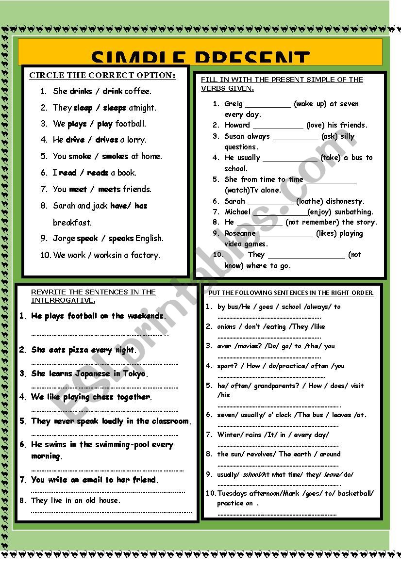 SIMPLE PRESENT worksheet