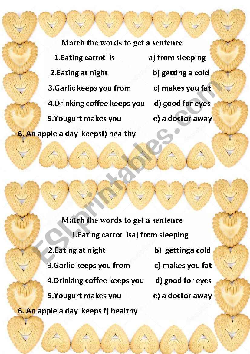 Food. Warming up exercise. worksheet